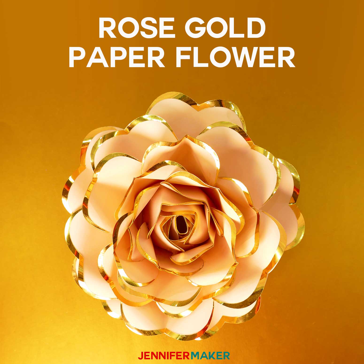 Rose Gold Paper Flower – Foil Edged Heart-Shaped Petals