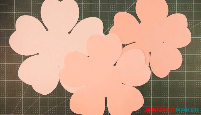 Rose Gold Paper Flower - Foil Edged Heart-Shaped Petals - Jennifer