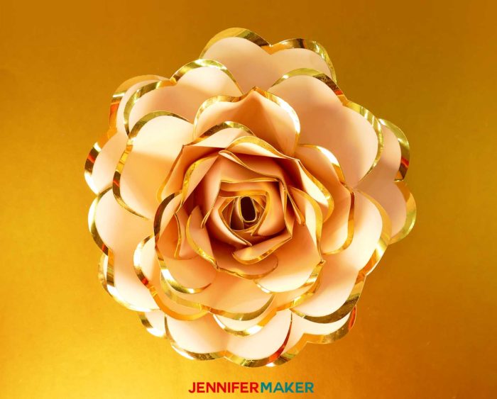 Download Rose Gold Paper Flower Foil Edged Heart Shaped Petals Jennifer Maker