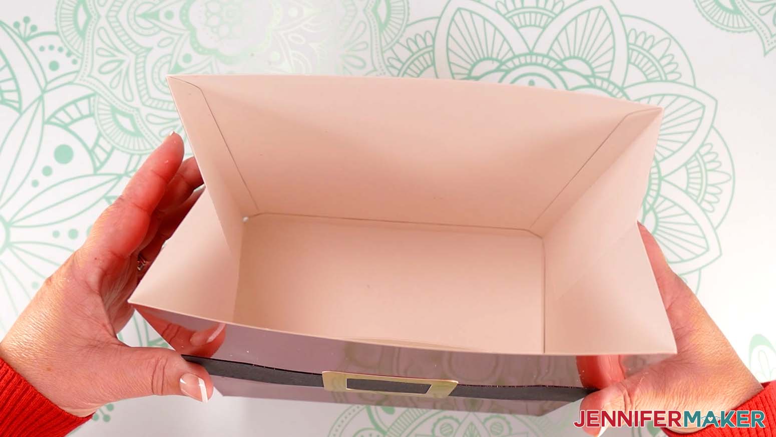 The inside of the assembled Santa purse bag base.
