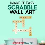 Make large Scrabble tile wall art with wood and vinyl easy! Free SVG cut file and full instructions to make this on your Cricut at home!