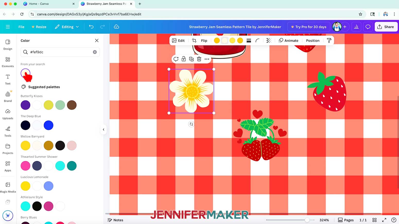 Some of the elements of the design have been recolored to work better with the color palette.