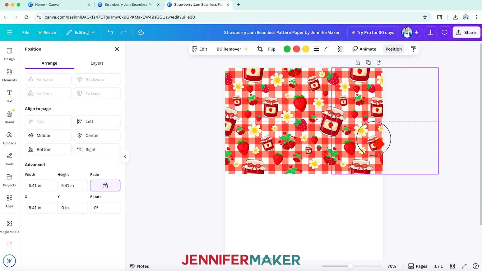 The seamless tile has been duplicated and has been aligned to the top and left side of the first tile.