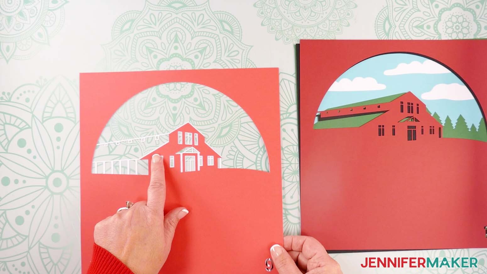 Glue and align layers nine and ten to make a shadow box with floating pieces