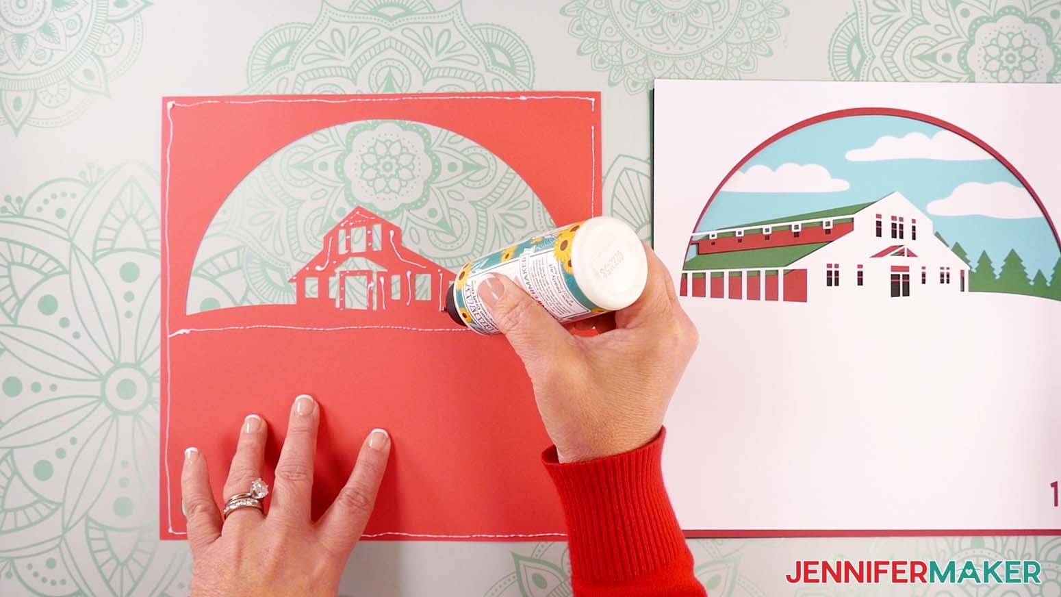 Add glue to the back of layer nine to make a shadow box with floating pieces