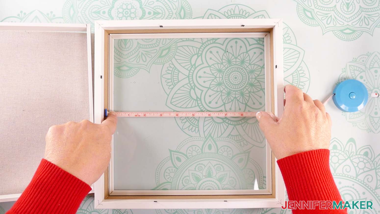 Measure the inner width of the shadow box to make a shadow box with floating pieces