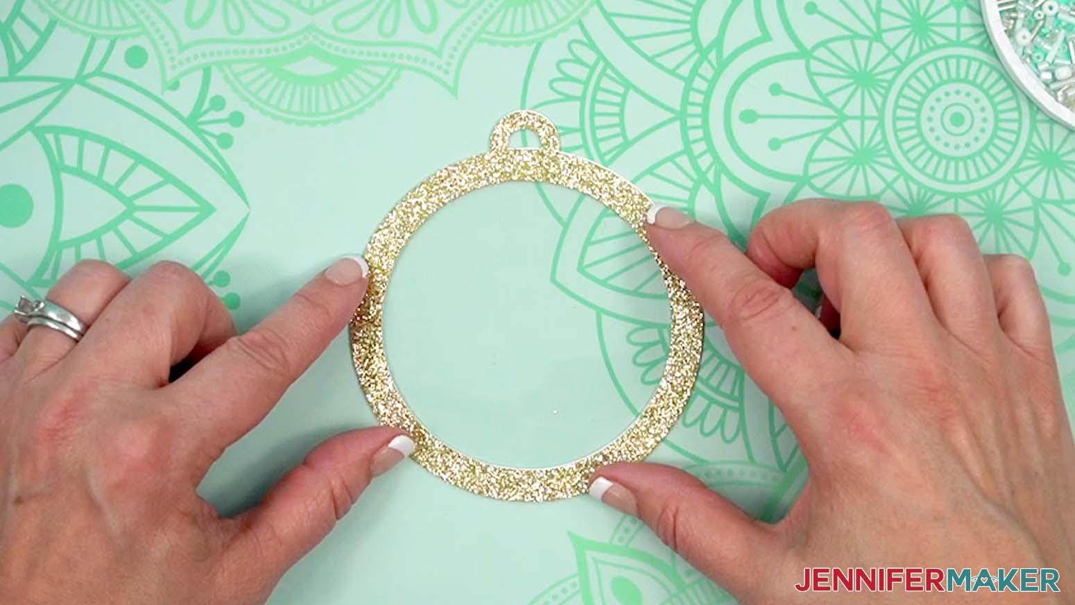 Add cover glitter cardstock piece to base circle