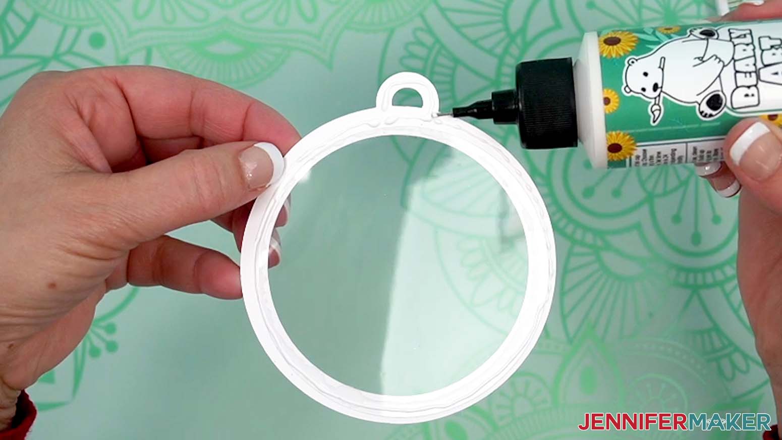 Adding glue to outside edge of cardstock