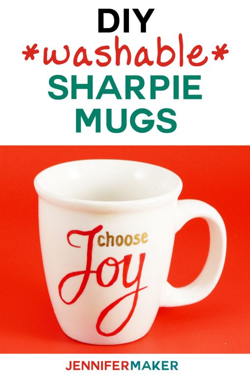 Sharpie Mug DIY instructions! My dishwasher-safe Sharpie mug ideas and designs make great #Christmas gifts. Get my free patterns!