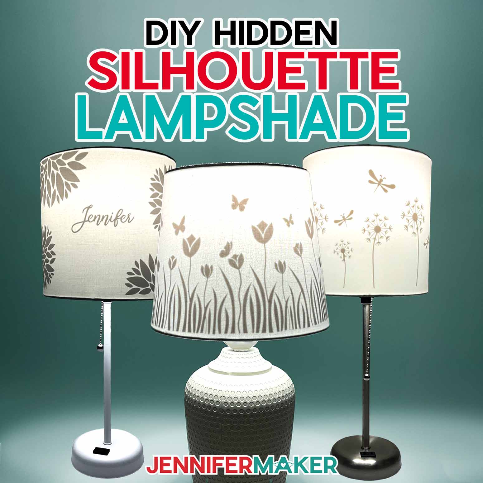 DIY Silhouette Lampshade Reveal Hidden Vinyl Designs - Jennifer Maker