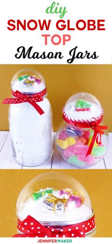 Snow Globe Top Mason Jars + Rose Glitter Globe - Jennifer Maker