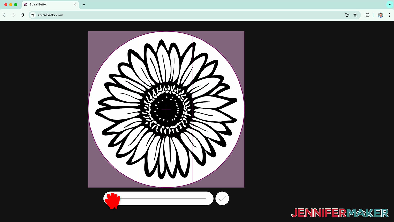 use the slide to adjust the size of your uploaded image, this is a sunflower