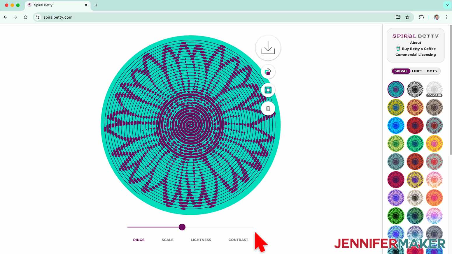 There are different color options to use on the right hand side