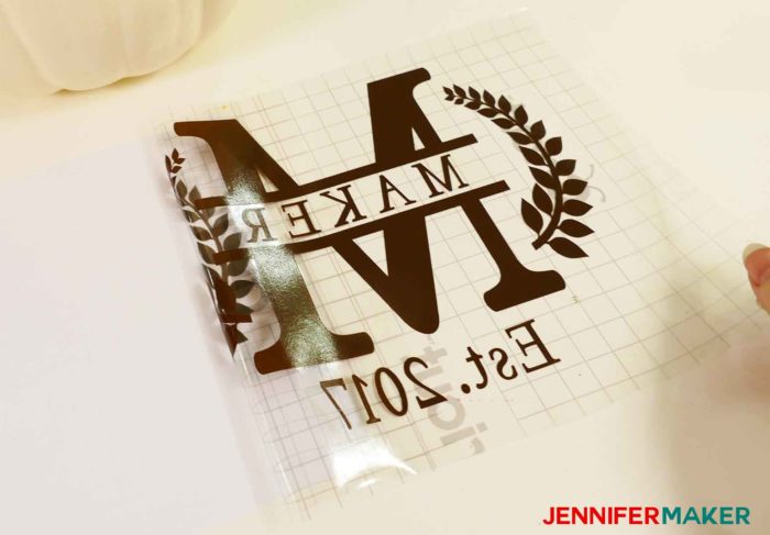 Removing the backing off the transfer tape for the split monogram tutorial