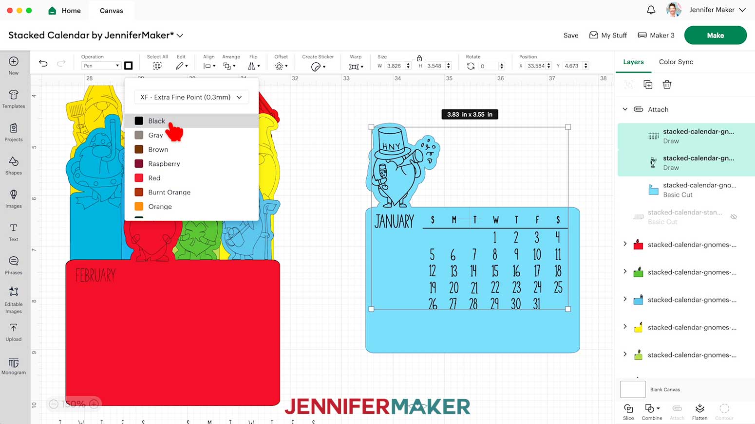 Click the box next to Operation to select the pen size and color. An extra fine point (0. 3) pen works best for the detailed designs and numbers.