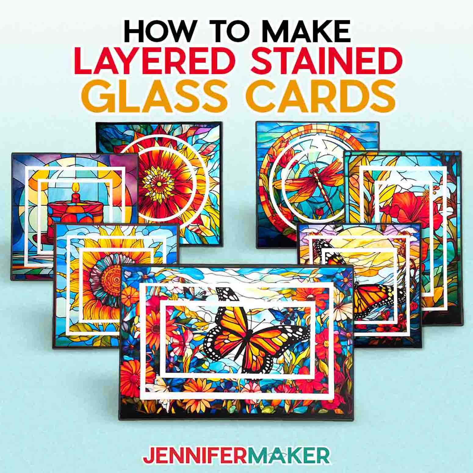 Stained Glass Cards with Layered Window Effect!