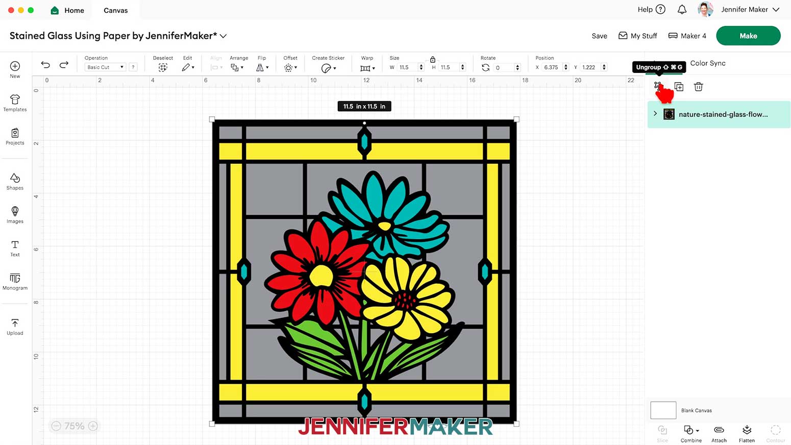 Ungroup the stained glass design design.