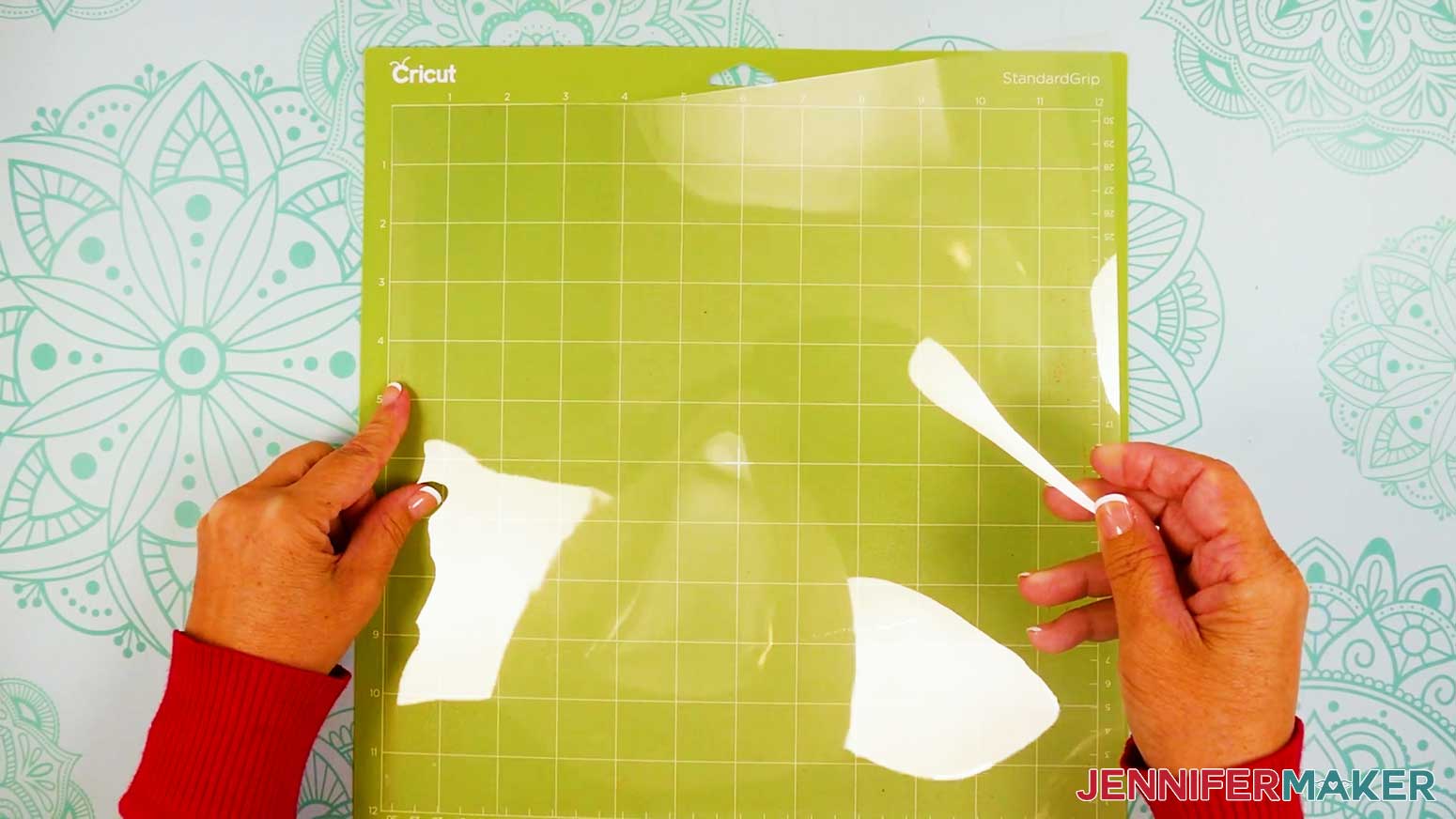 Place the Acetate sheet for the back of the stained glass design onto the machine mat.