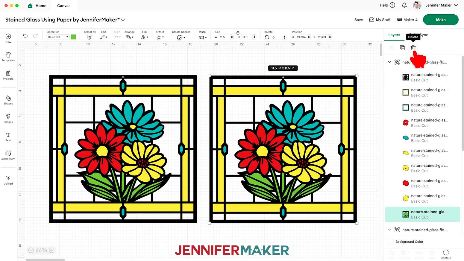 Select and delete the bottom frame layer from the duplicate group.