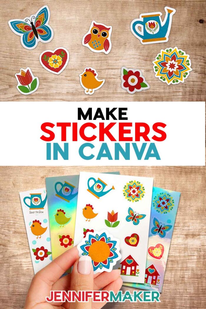 Learn how to make these colorful stickers in Canva with JenniferMaker's tutorial!