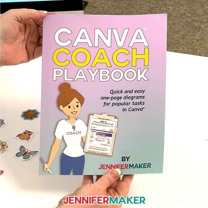 A copy of "Canva Coach Playbook" bv JenniferMaker. Quick and easy one-page diagrams for popular tasks in Canva.