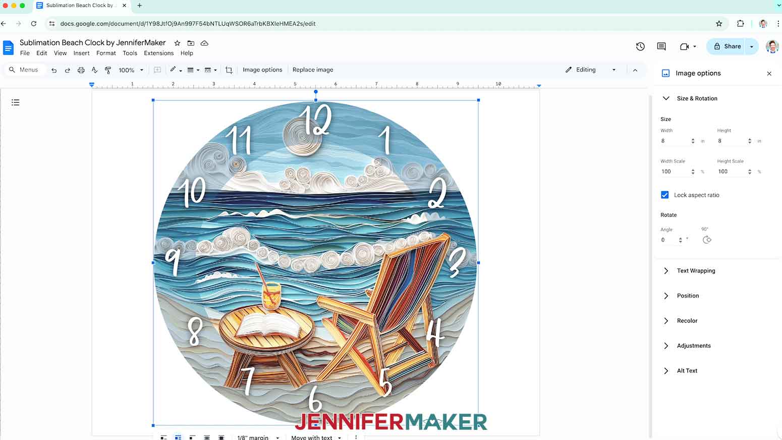 Click and drag the image to the center of your page, as that ensures it won’t get cut off at the edges.