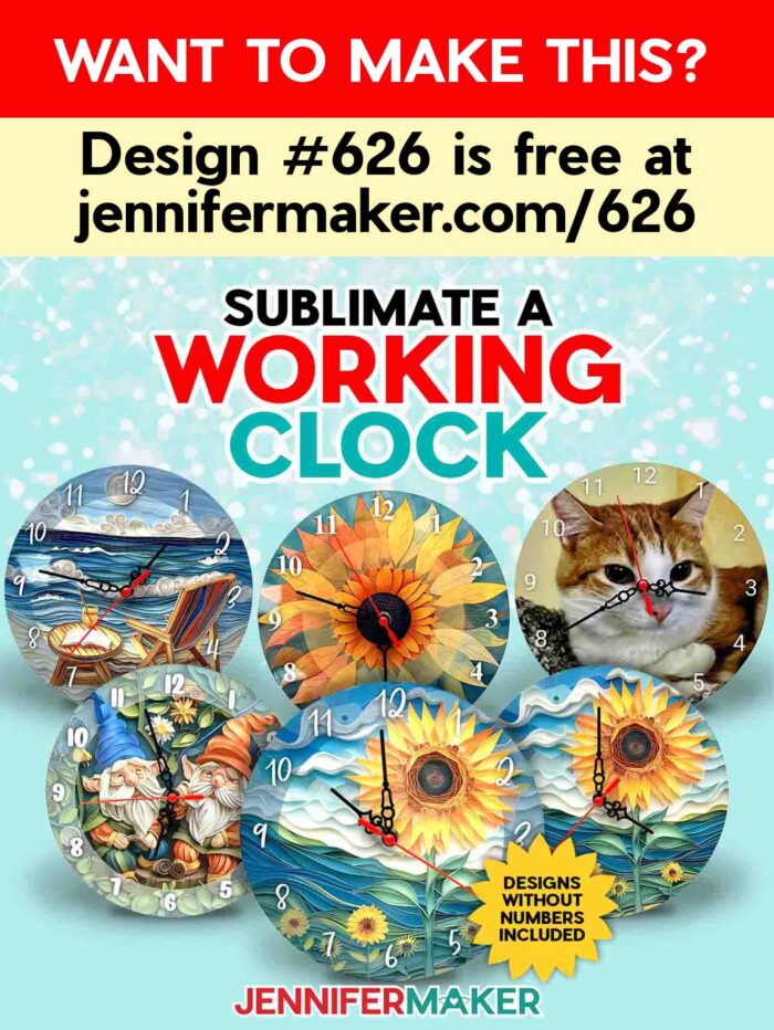 Sublimation clock designs are number 626 in JenniferMaker's free library.