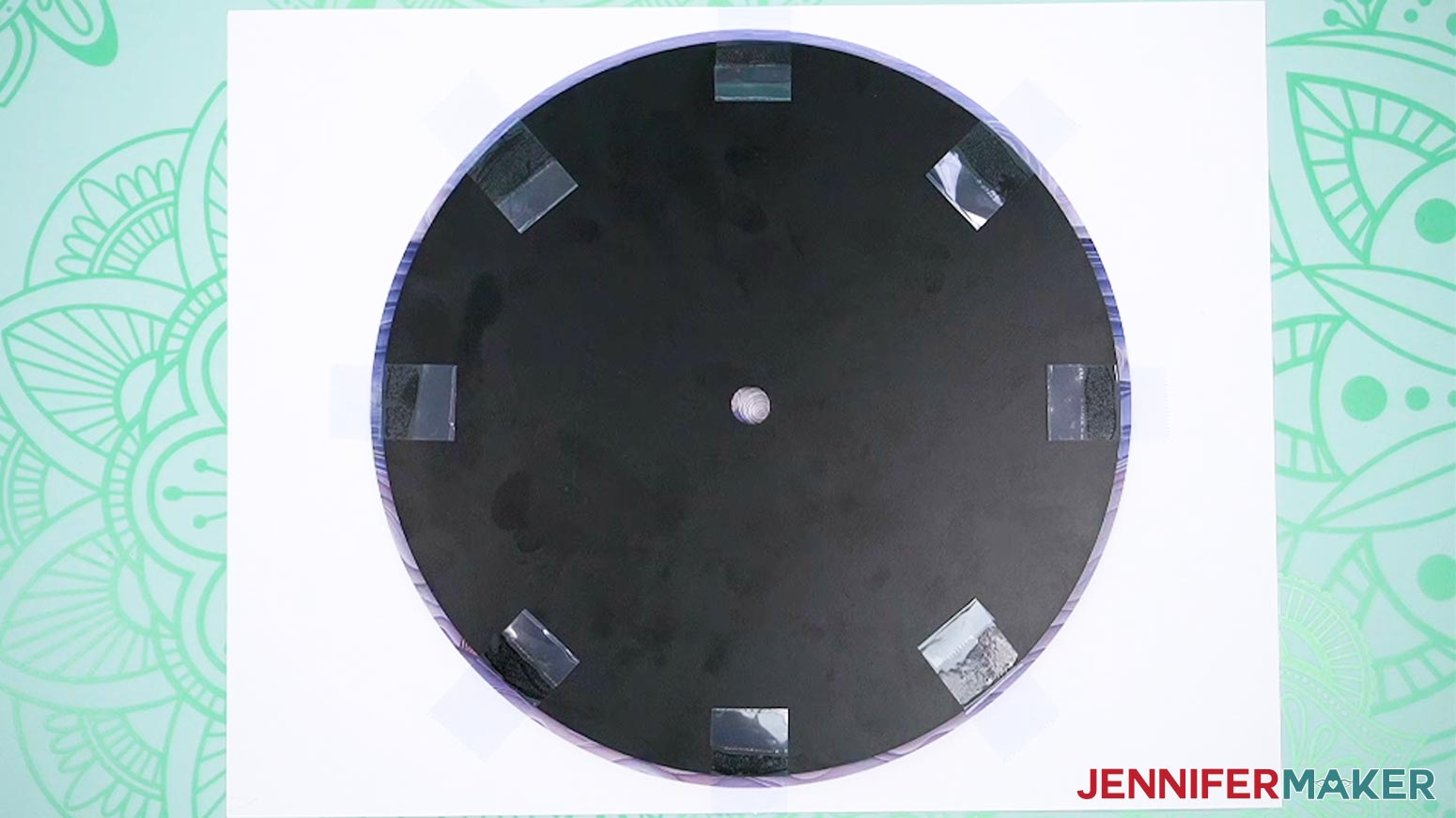 Repeat Steps 18-22 to secure the South, East, and West sides of the clock blank, as well as the intermediate positions between them, for a total of eight pieces of tape.