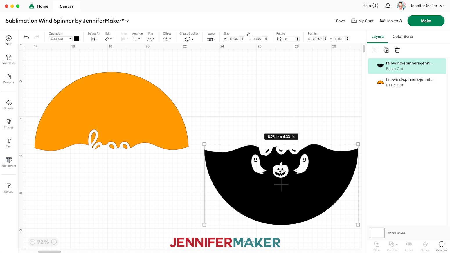 Click the Contour buttom to remove or hide the top half of the orange design.
