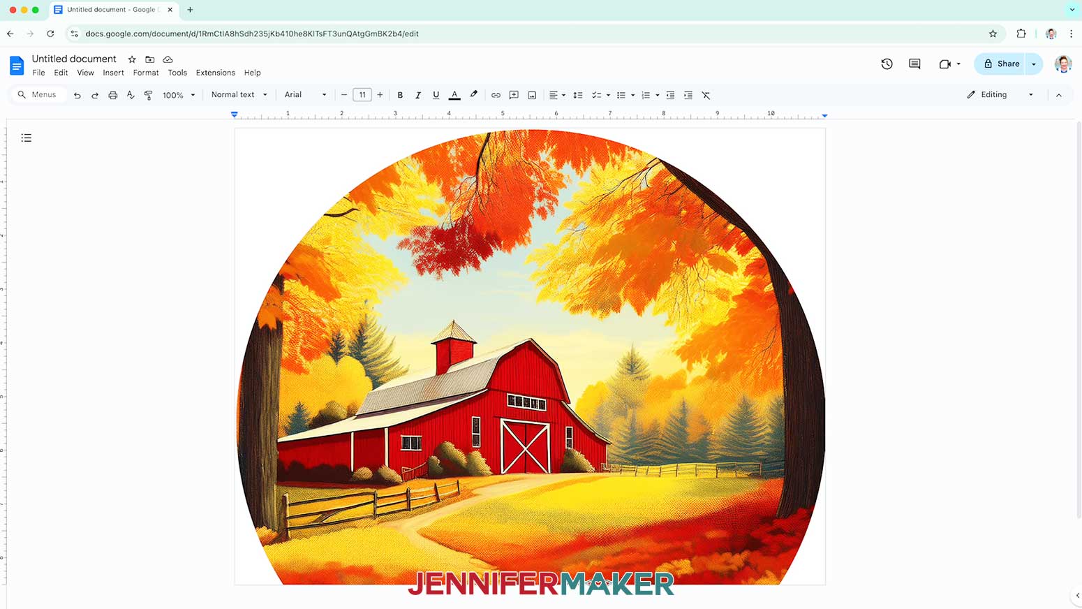 Upload the autumn barn image for the wind spinner project.