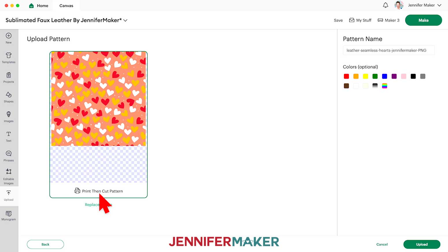 Locate the design on your computer and click "Open" to preview it in the upload screen.