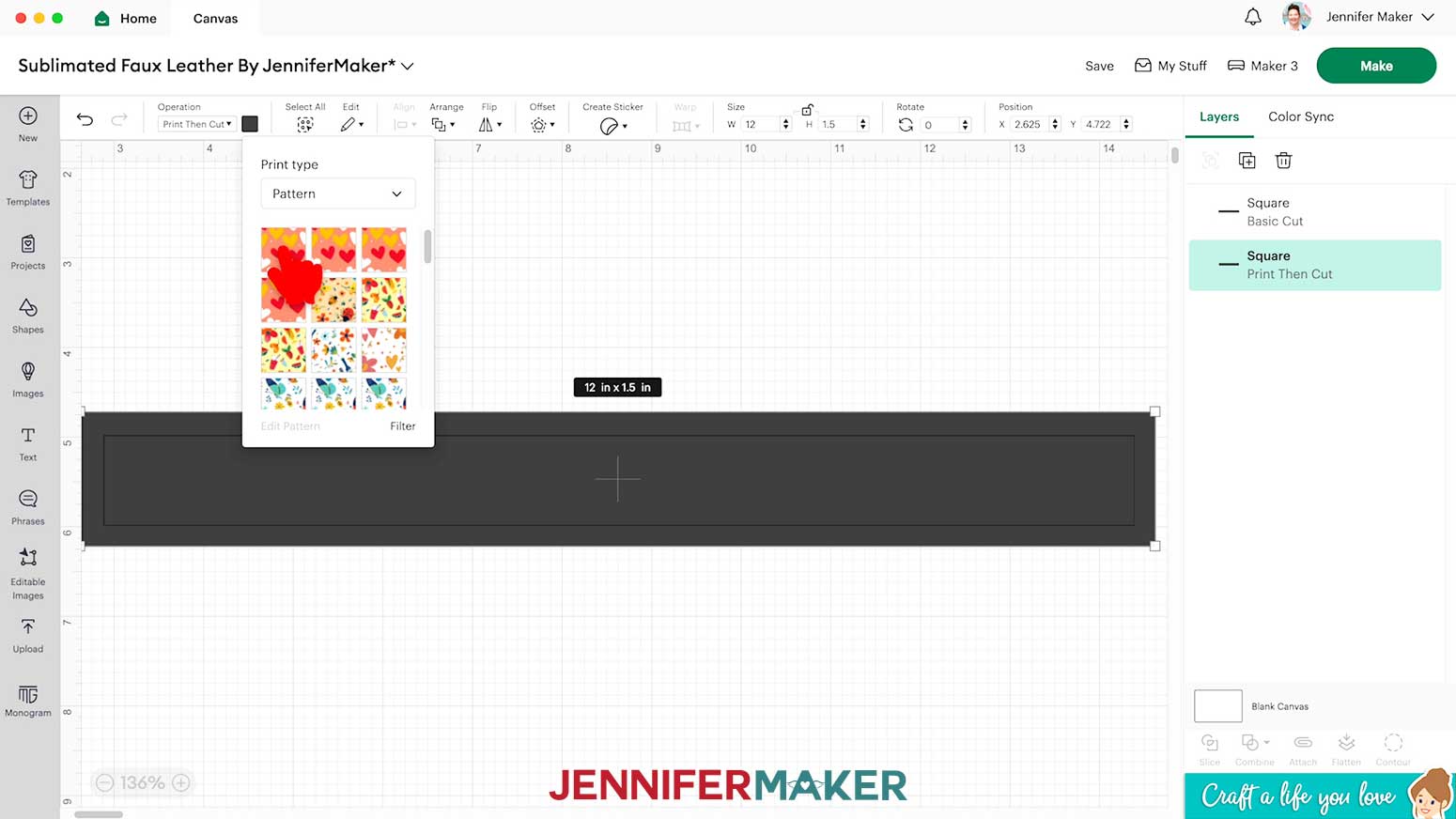 Click to select the pattern you uploaded.