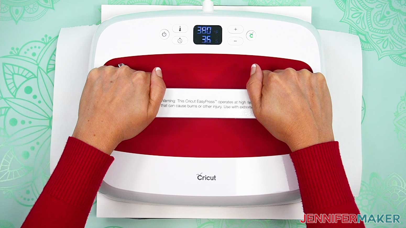 Press the sublimation print and faux leather with light pressure.