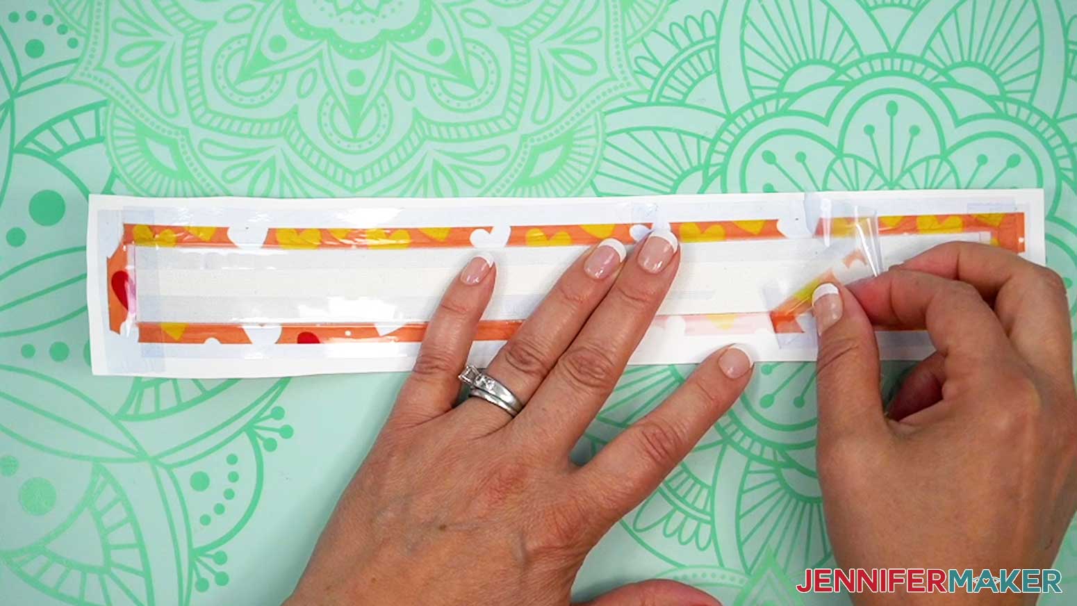 When cool, remove the heat resistant tape and design from the faux leather.