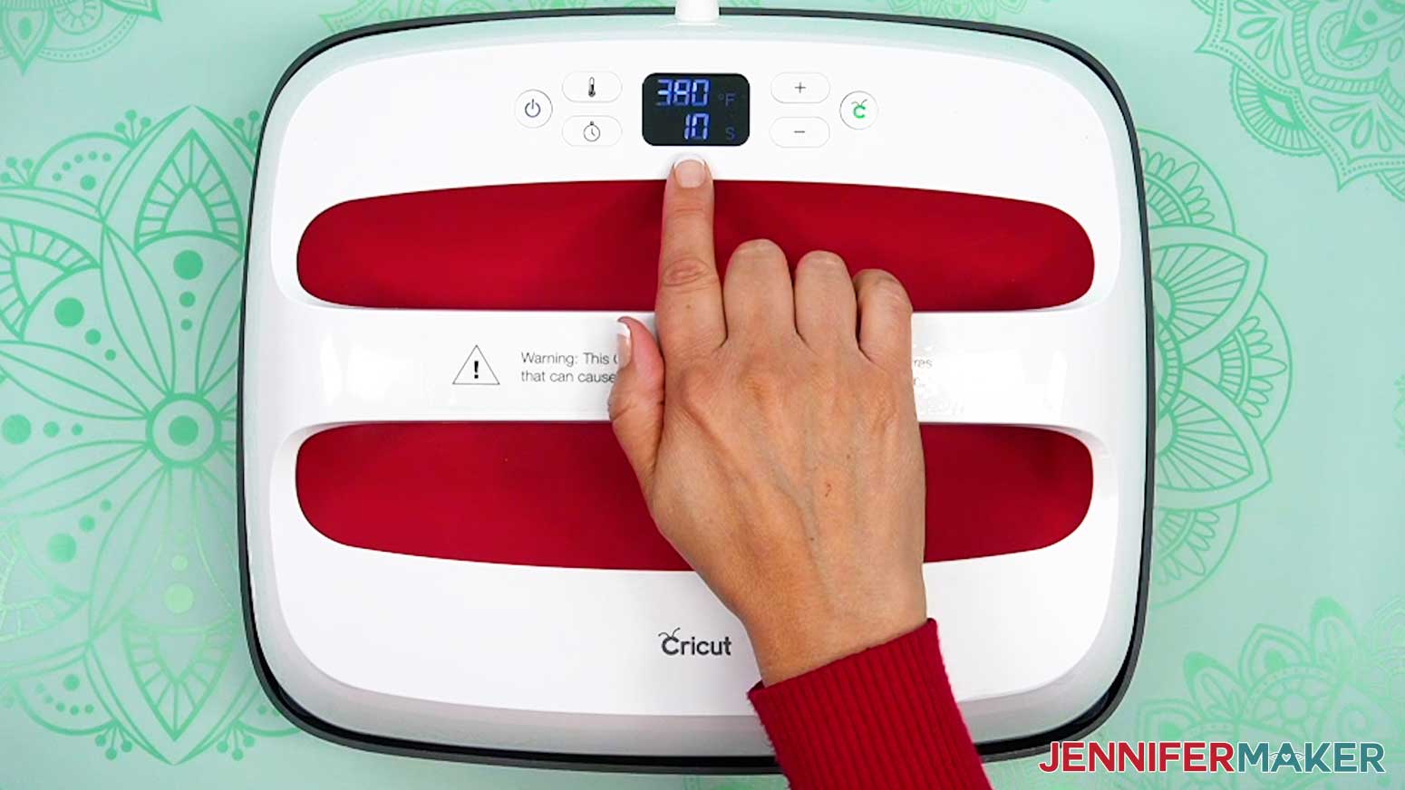 Preheat the faux leather for 10 seconds at 380 degrees.
