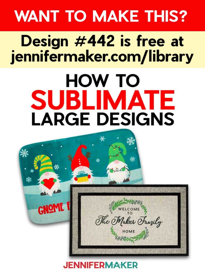 Sublimated doormats from the Sublimate Large Designs tutorial. Design #442 is free at jennifermaker.com/442