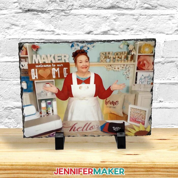 JenniferMaker color photo on sublimation slate blank.