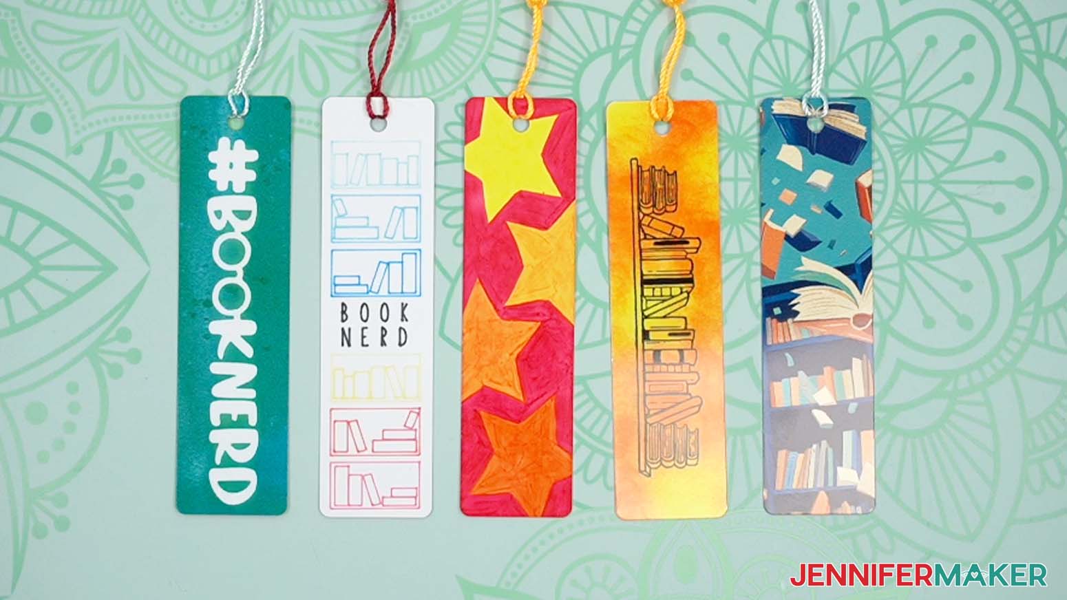 Finished sublimation bookmarks. Hashtag Booknerd in infusible ink, Book Nerd shelves in infusible ink markers, stars - sublimation paint, book self - sublimation ink pads, flying books - ordered print.