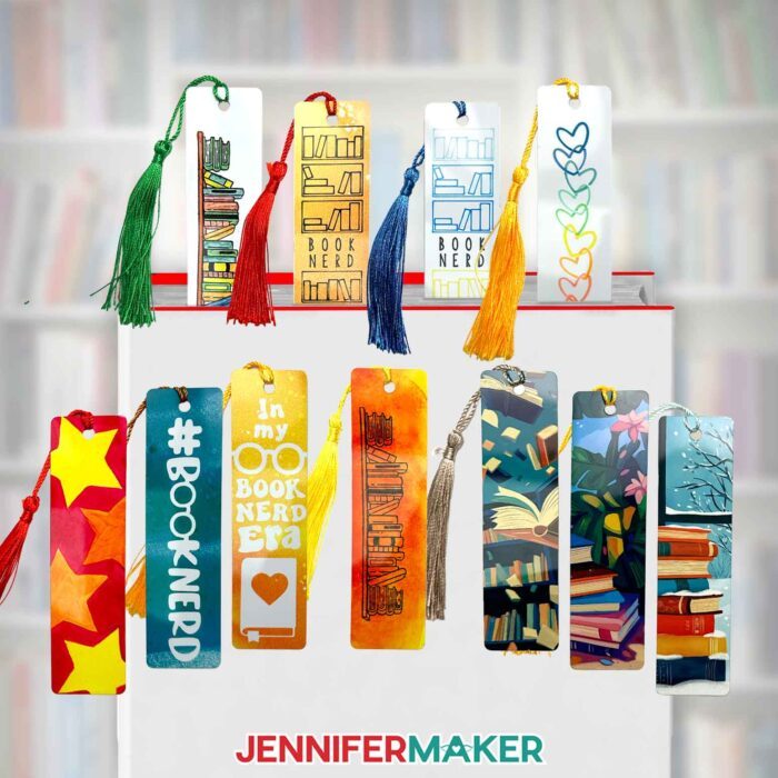 Several colorful sublimated bookmarks with tassels.