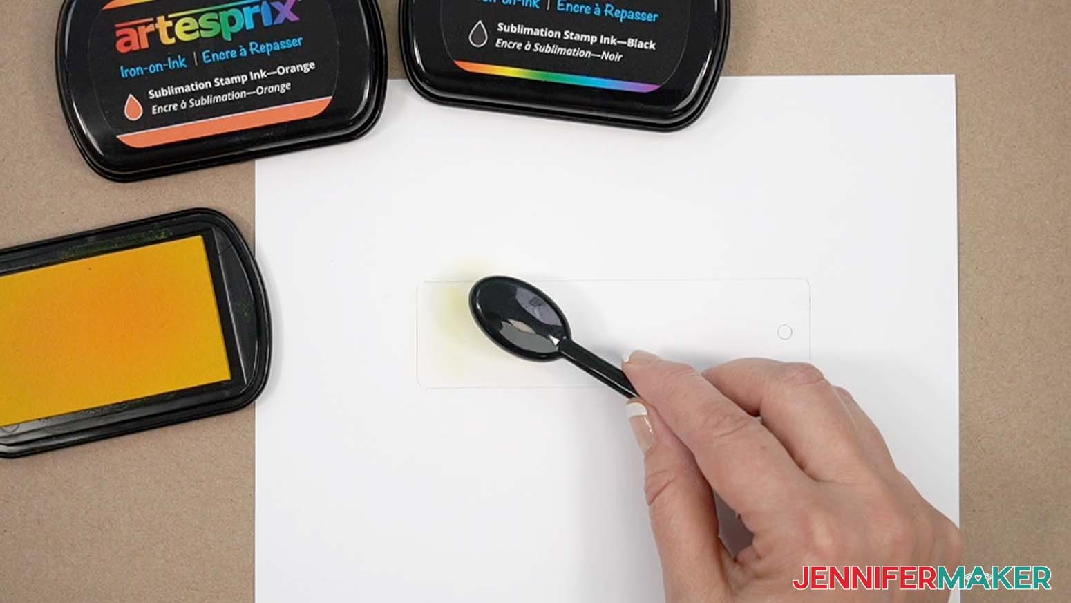 Apply yellow ink to the paper with a blending brush.