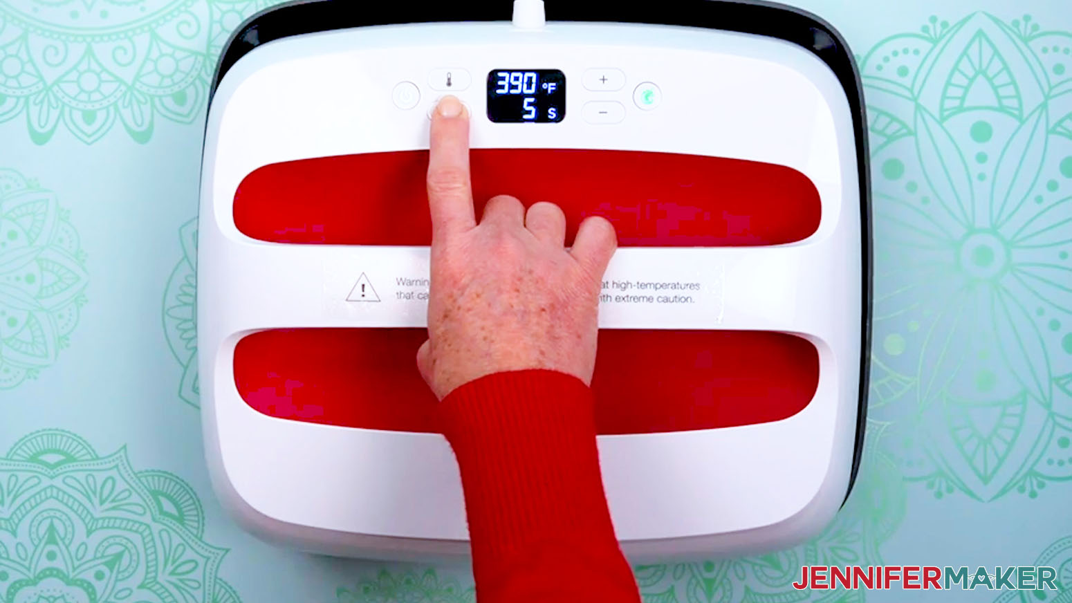 Change the EasyPress settings to prepare it for preheating the blank used for the Sublimation Basics design.