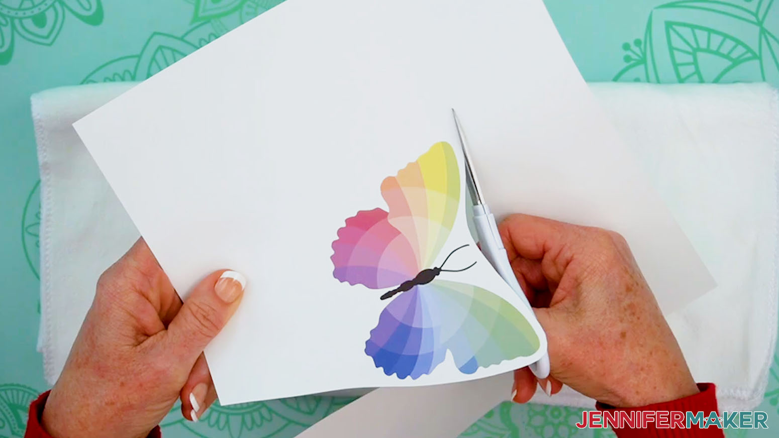 Trim the paper around the Sublimation Basics design close to the design itself.