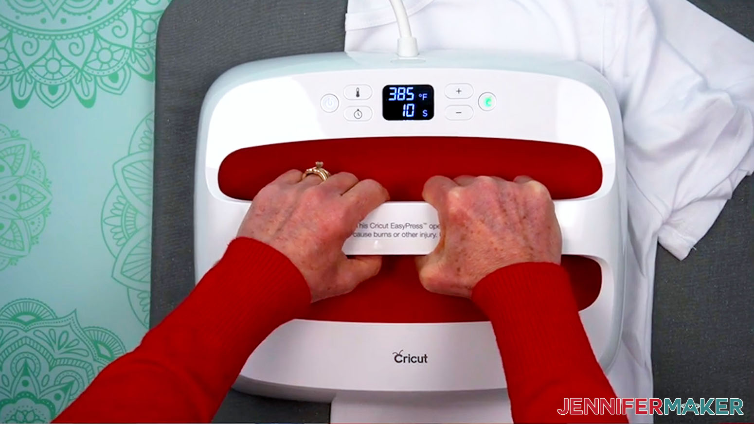 Press a center crease into the shirt before applying the Sublimation Basics design.