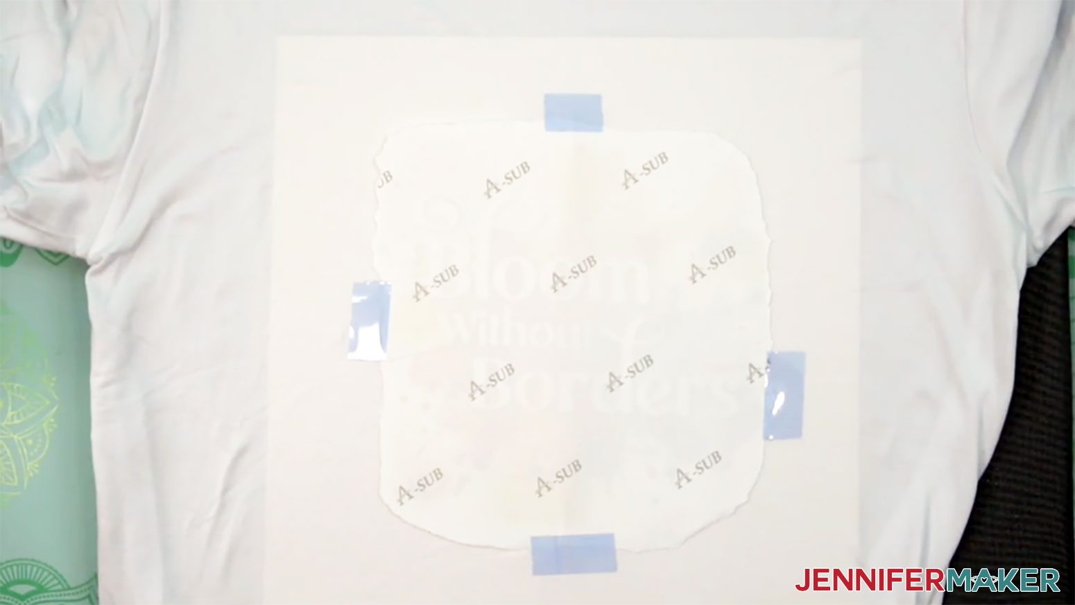 The Sublimation Shirt Ideas design is taped design side down onto the shirt.