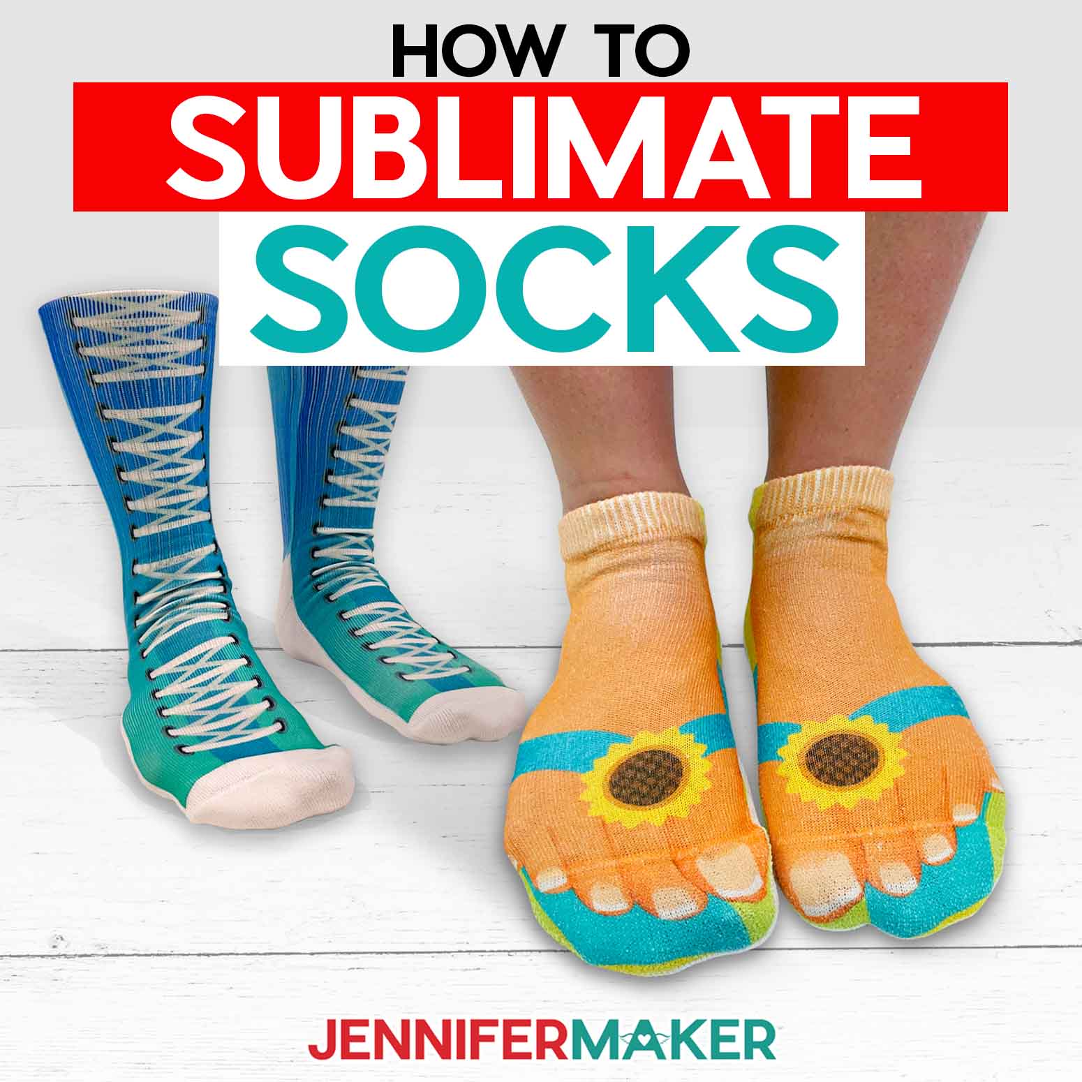 Sublimation socks in high top and flip flop designs.