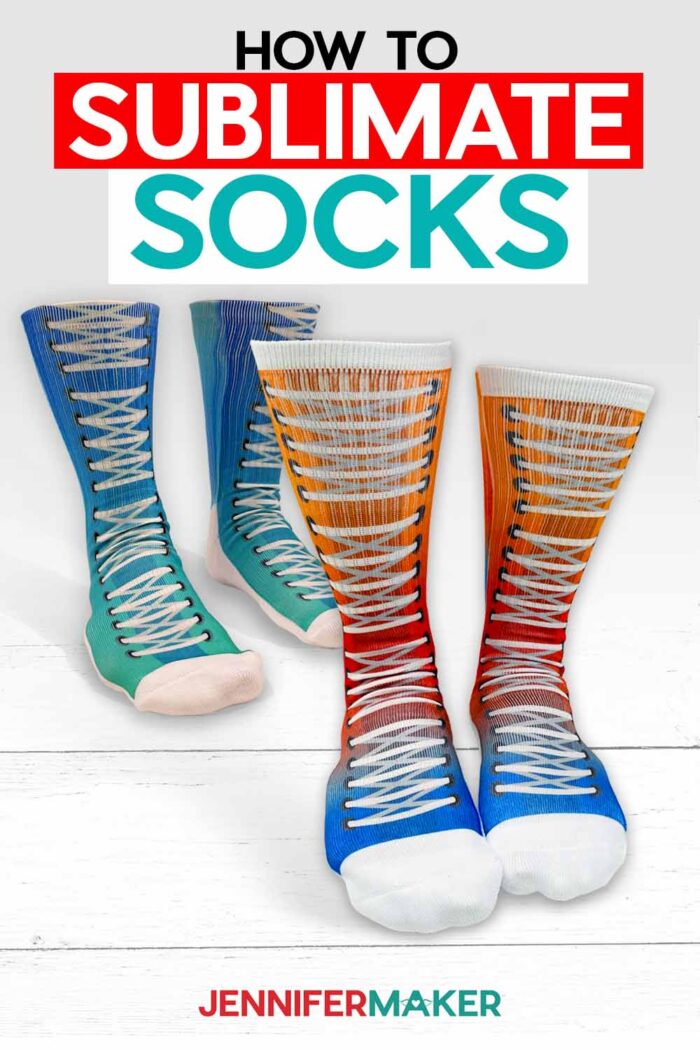 Pinterest link for JenniferMaker tutorial on sublimation socks.