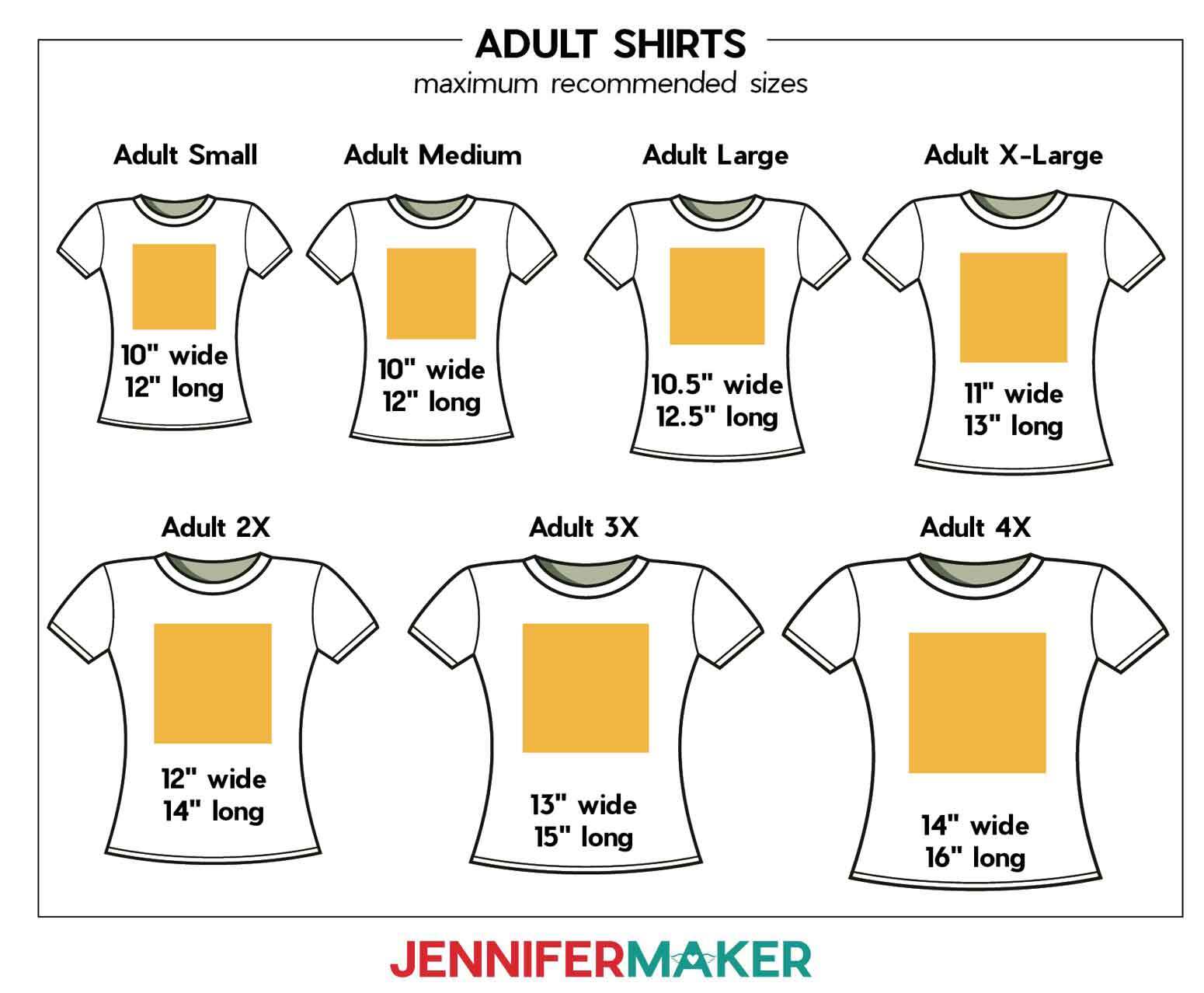 Sublimation Sizing & Placement Chart