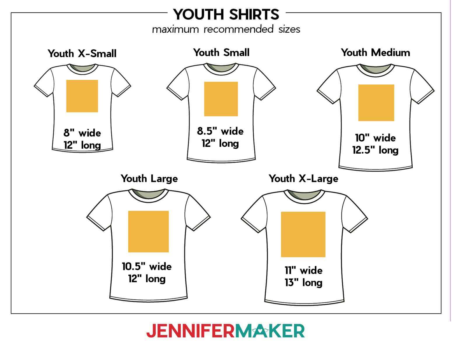 Sublimation Sizing & Placement Chart