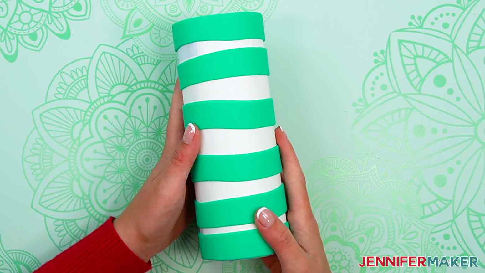 Use multiple bands to hold the wrap in place on the tumbler.