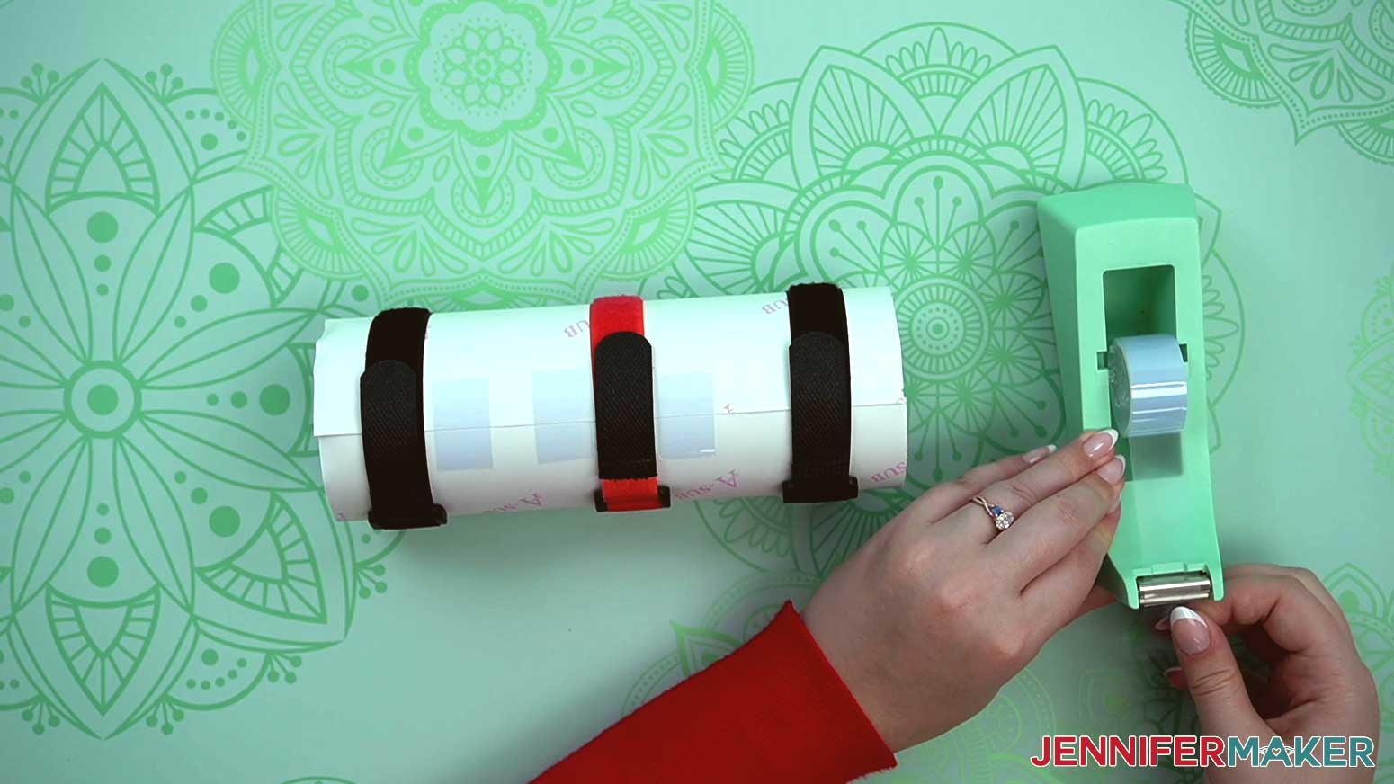 Continue to place tape along the entire seam while the straps are in place.